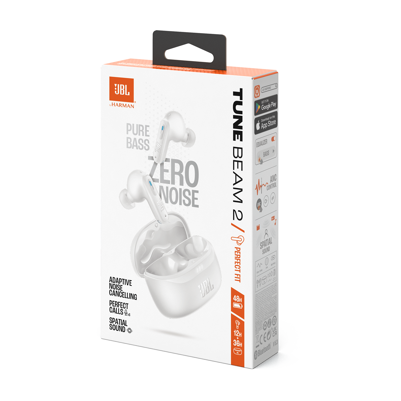 JBL Tune Beam 2 - White - True Wireless Noise Cancelling Earbuds - Detailshot 15